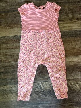 Tea Collection Coral & White One Piece Romper